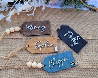 Pet Stocking Tag Personalized Christmas Stocking Tags Pet Name Gift Tags Optional Pawprint Name Tags Animal Lover Gift