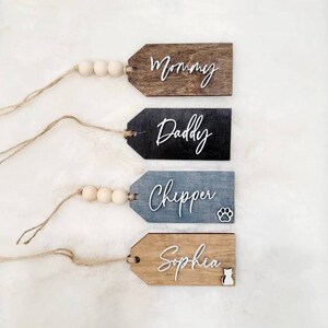 Christmas Ornament Stocking Tags with Name Personalized Dog Tag Christmas Gift Tag Custom Gift for Cat Lover Stocking Names Modern