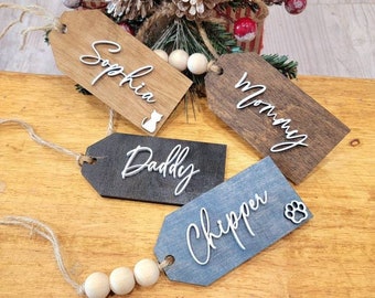 Personalized Christmas Stocking Tags, Stocking Name Tags, Wooden Gift Tags, Personalized Wooden Tags, Wooden Signs