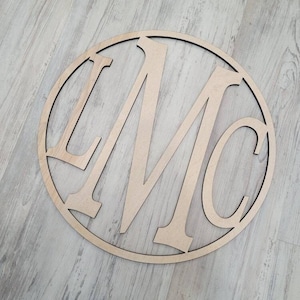 Cartello rotondo in legno con monogramma, gancio monogrammato, cartello in legno per porta, decorazioni per feste di compleanno, cartello monogramma, decorazione da parete