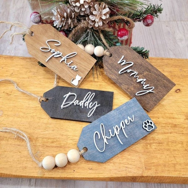 Personalized Christmas Stocking Tags, Stocking Name Tags, Wooden Gift Tags, Personalized Wooden Tags, Wooden Signs