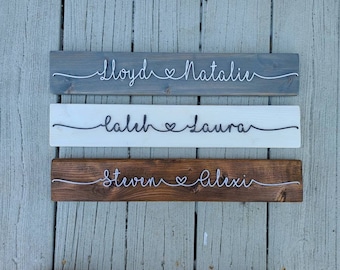 Personalized Couples Wooden Name Sign, Laser Cut Wedding Gift