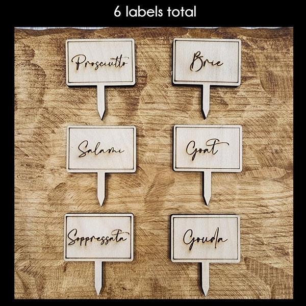 Set of 6 Meat and Cheese Labels, Charcuterie Board Cheese Tags, Entertainment Board Stakes