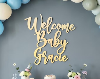Aangepast babywelkomstbord: babyshowerdecoratie | Wanddecoratie kinderkamer | Bord welkomstbord baby
