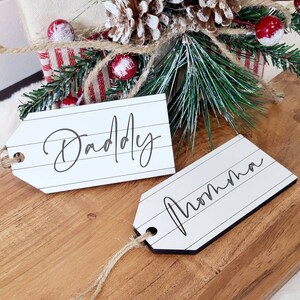 Personalized Shiplap Christmas Stocking Tags, Christmas Name Tags, Faux Ship Lap Name Tags, Personalized Laser Engraved Tags image 7