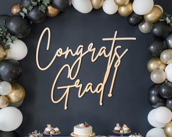 Congrats Grad Sign: Graduation Party Decor | Class of Graduation Backdrop | Grad Party Sign