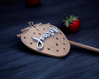 Custom Strawberry Cake Topper Berry Sweet Decorations Sweet Baby Name Cake Topper Personalized Decorations for Babyshower or Birthday