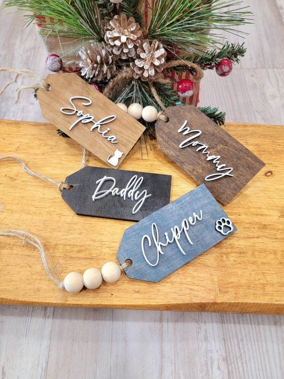 Christmas Stocking Name Tags Personalized Stocking Wood Letters