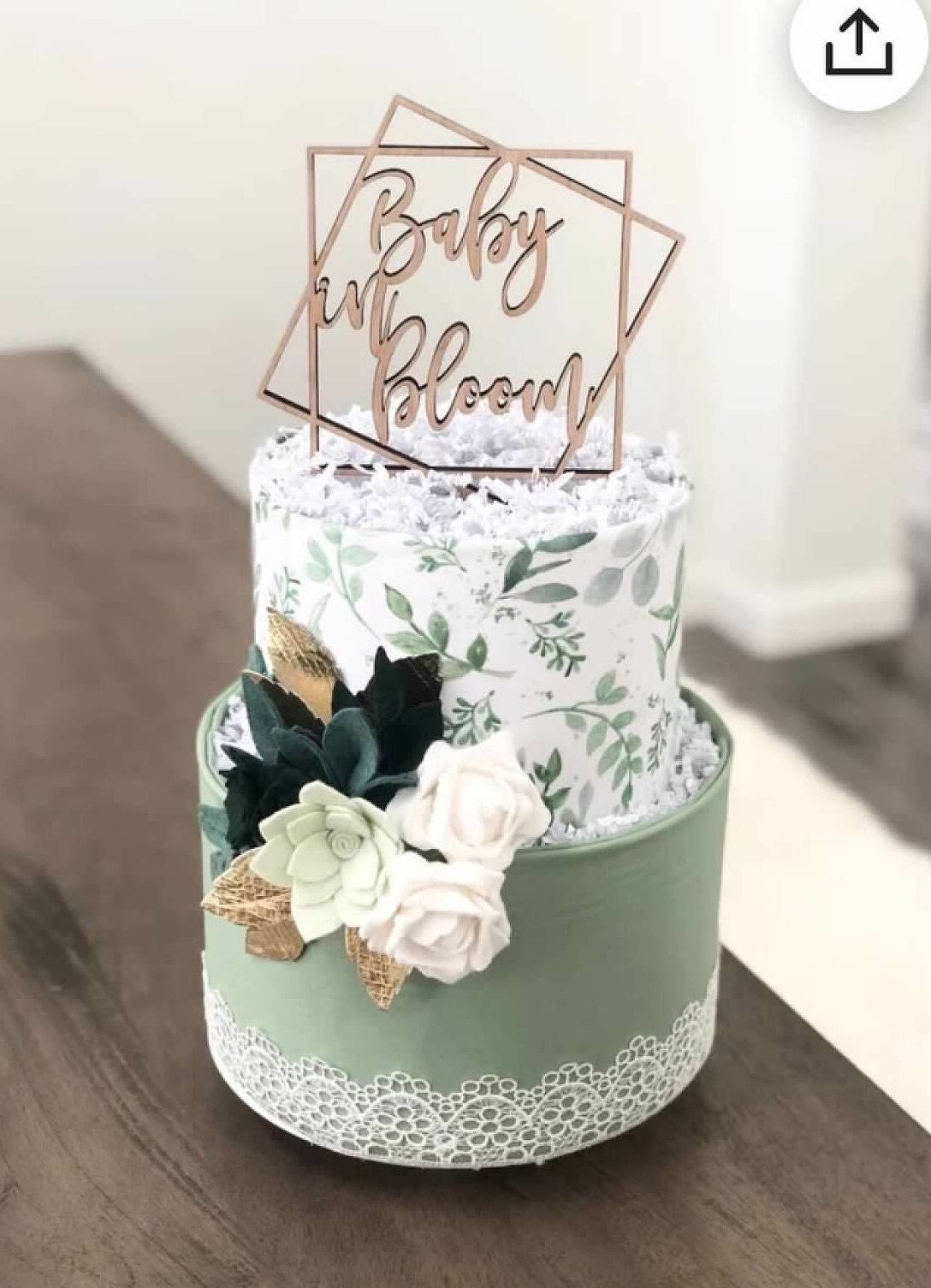 Baby in Bloom Square Cake Topper Baby Shower Cake Sign Etsy