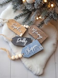 Personalized Christmas Stocking Tags • Custom Laser Cut Name Tags • Wooden Holiday Gift Tags • Stocking or Tree Decorations
