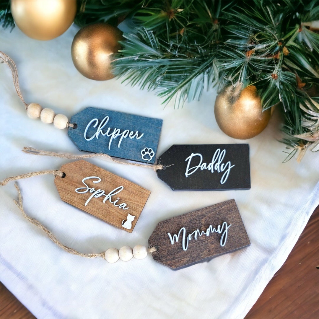 Custom Christmas Stocking Labels, Personalized Holiday Stocking Name