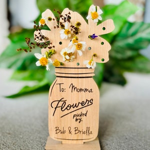 Custom Mothers Day Gift, Flowers Picked for Mom, Flower Stand, Wildflowers for Mommy, Flower Holder, Personalized Flower Vase, Grandma Gift image 6