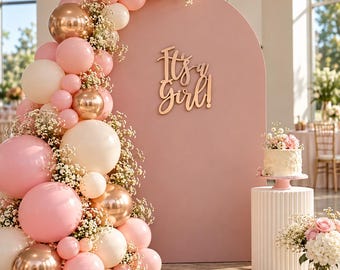 Its a Girl Sign: Baby Shower Decorations | Pink Gender Reveal Party Backdrop Decor