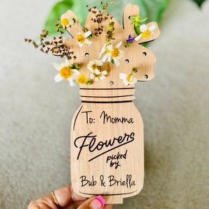 Custom Mothers Day Gift, Flowers Picked for Mom, Flower Stand, Wildflowers for Mommy, Flower Holder, Personalized Flower Vase, Grandma Gift image 4