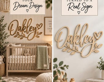 AI Nursery Sign | Turn Your AI Design Into a Real Sign | Custom Baby Name Sign From AI Image | Baby Shower Decor | Personalized Nursery Sign