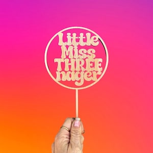 Little Miss Threenager Cake Topper 3rd Birthday Decorations Third Birthday Party Decor Fashion and Makeup Girl Spa Party Three-nager