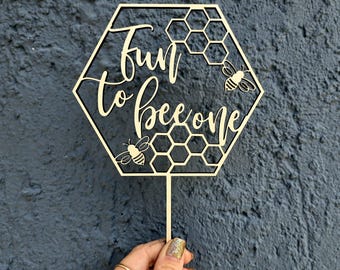 Fun to Bee One Bee Themed Cake Topper First Birthday Honeycomb Cake Topper Birthday Topper 1st Bday Decorations