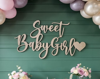 Bord lief babymeisje: babyshowerdecoratie | Muurdecoratie meisjeskamer | Achtergrond babymeisje