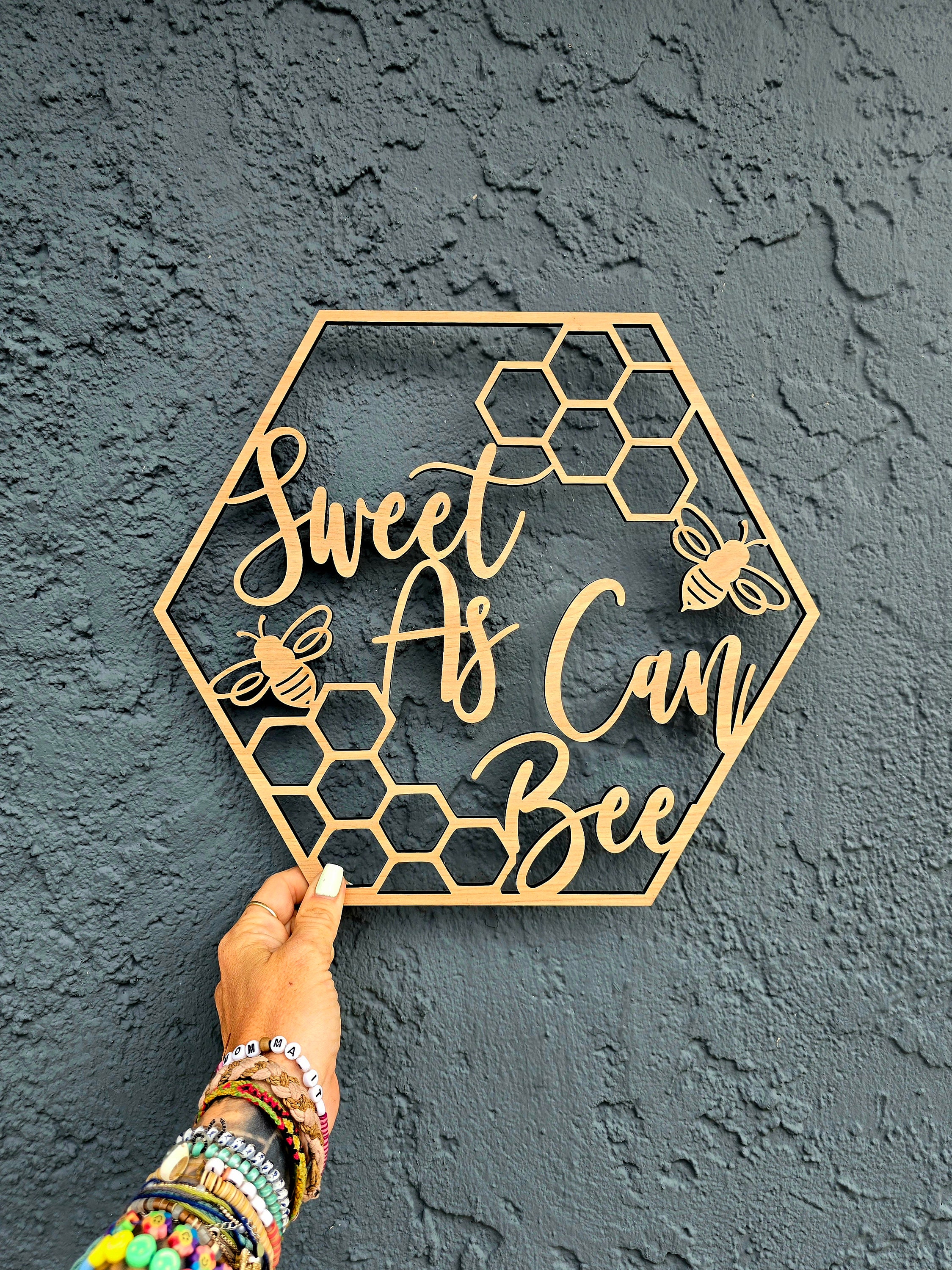 Sweet as can bee sign Nursery Decorations Baby Shower Bee theme Wooden Sign Honeycomb Decorations for Babyshower