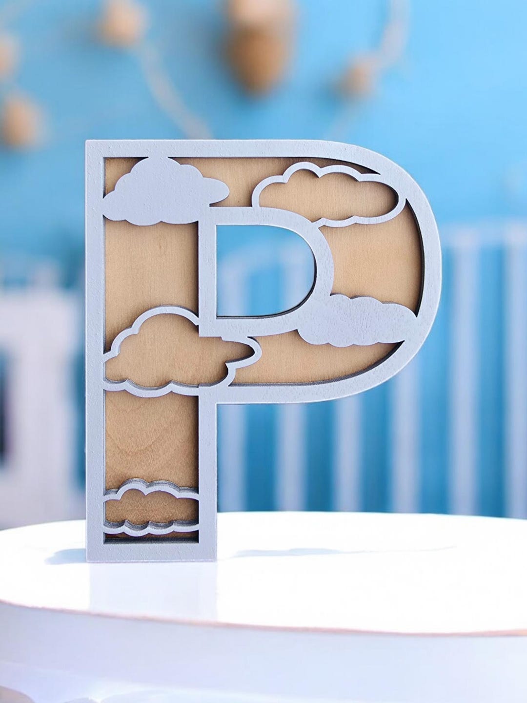 Custom Cloud Block Letters and Numbers Airplane Nursery Letters Baby ...