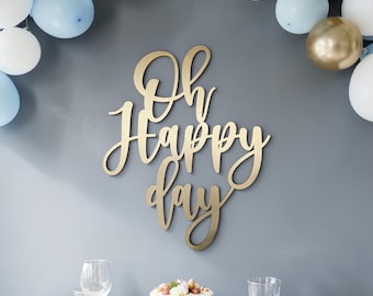 Oh Happy Day-bord: feestdecoratie | Feestelijke achtergrond | Decoratiebord bruiloft douche