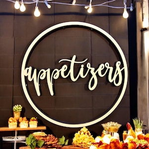 Appetizers Round Wooden Sign Catering Event Signage Wedding Sign for Food Appetizer Display Decorations Signs for small easel