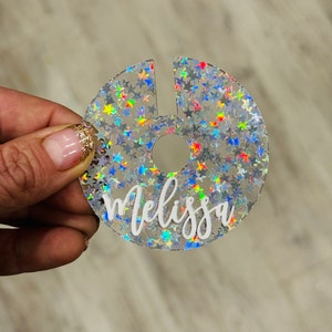 Porte-nom personnalisé pour tasse avec paille au milieu, décoration de plaque personnalisée à paillettes, porte-nom sur le couvercle, nom en acrylique, accessoires pour tasse image 9