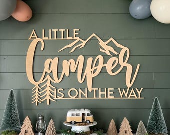 A Little Camper Is On The Way Sign: Camping Baby Shower | Gender Reveal Decor