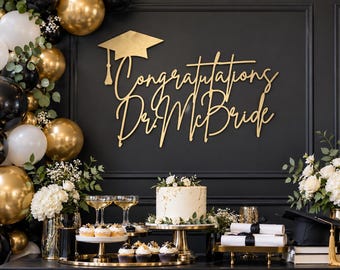 Personalized Doctor Graduation Sign: Custom Congratulations Dr Name | Medical School Graduation Party Decor