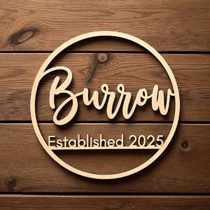 Custom Last Name Sign with Established Date  Wedding Gift or Housewarming Present Idea  Round Wooden Sign Personalized   Door Hanger