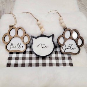 Personalized Pet Christmas Tag Ornament, Dog and Cat Christmas Stocking Name Tag, Laser Cut Wooden Gift Tags, Animal Present image 2