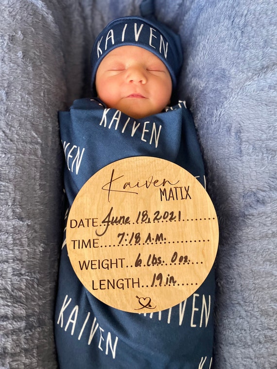 Letrero de anuncio de nacimiento de bebé, diseño de ángel Penta de 4  pulgadas, de madera de doble cara, disco de llegada para recién nacido,  tarjeta