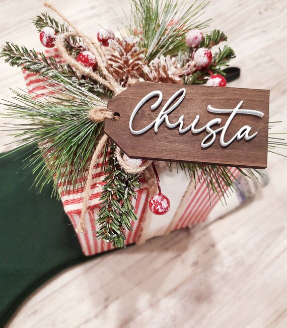 Personalized Christmas Gift Tags Christmas Stocking Name Tag Etsy