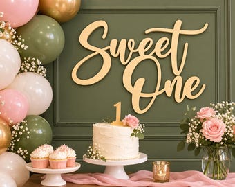 Sweet One First Birthday Sign: 1st Birthday Party Decor | Girl or Boy Birthday Backdrop
