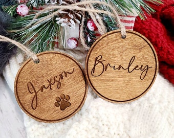 Personalized Christmas Stocking Name Tags Holiday Stockings Christmas Ornament Wooden Name Tags Personalized Wooden Tags Wooden Signs
