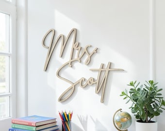 Custom Teacher Name Sign: Personalized Classroom Decor | Teacher Last Name Wall Sign