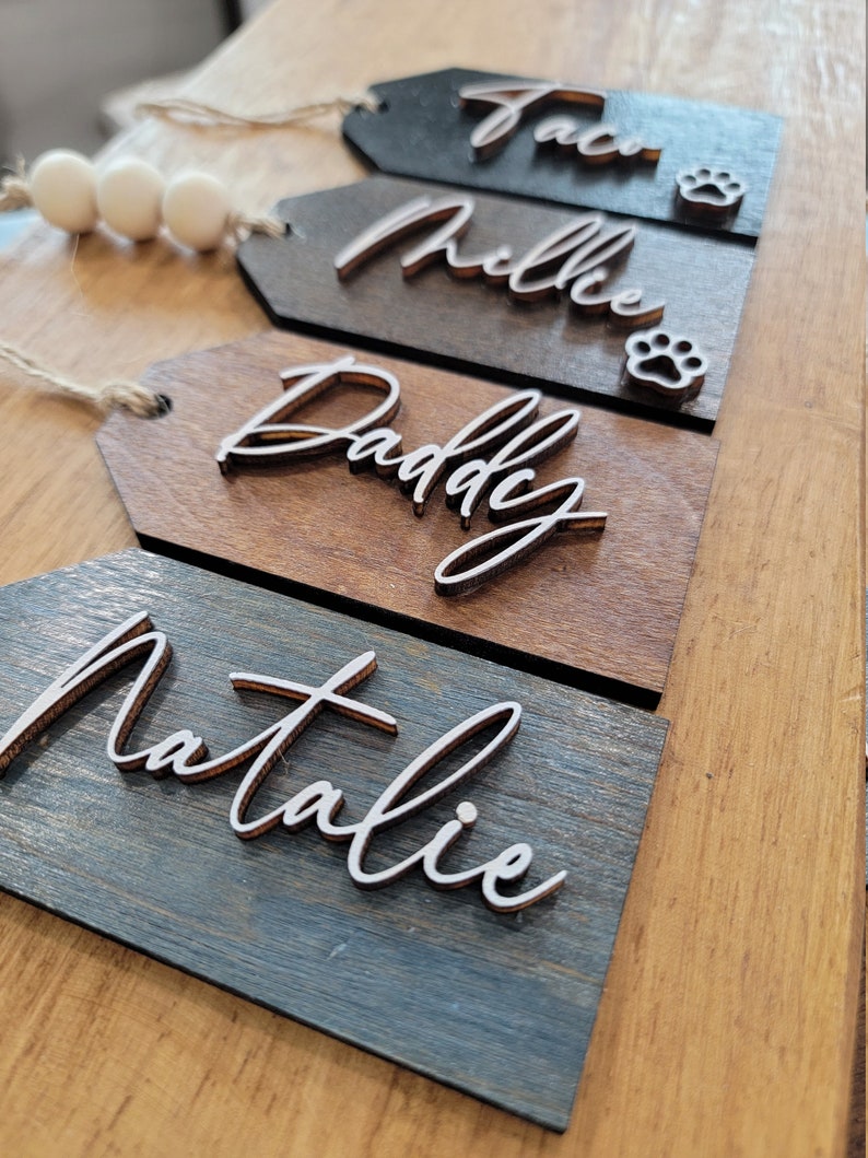 Personalized Christmas Stocking Tags, Stocking Name Tags, Wooden Gift Tags, Personalized Wooden Tags, Wooden Signs image 7