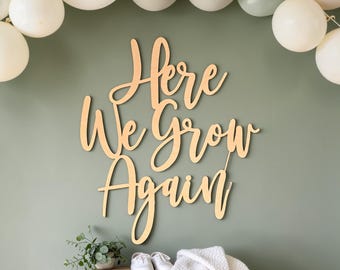 Hier groeien we weer-bord: zwangerschapsaankondiging | Achtergrond babyshower