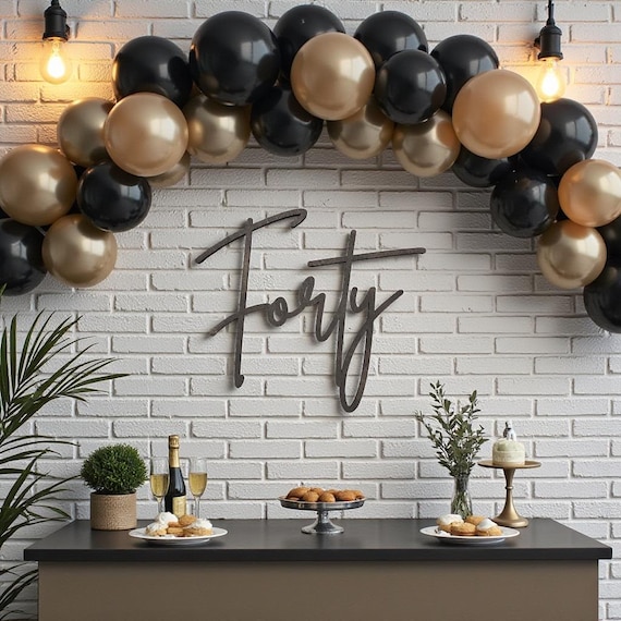 Forty Sign: 40th Birthday Decor | Party Backdrop | Modern Milestone Sign