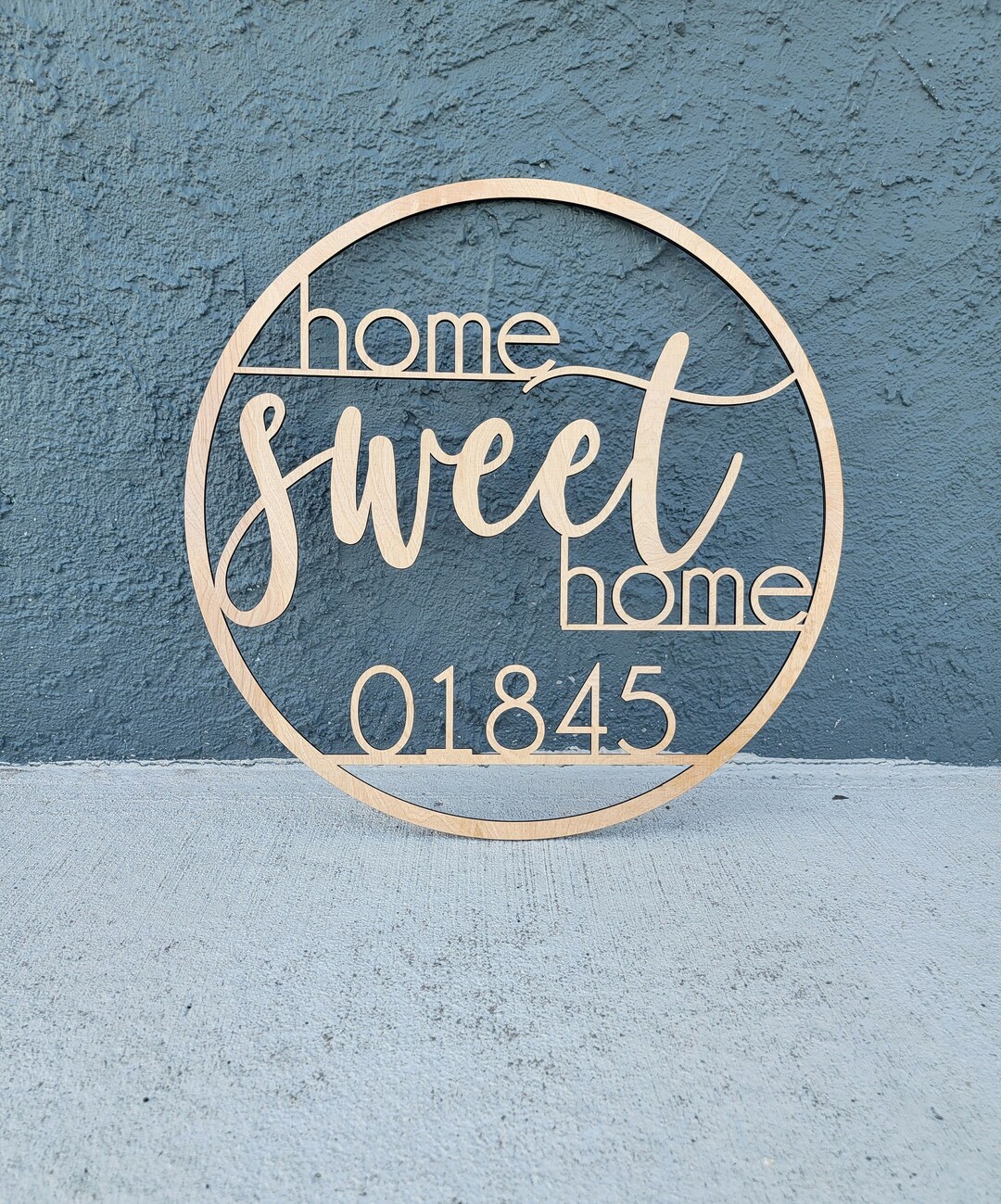 Home Sweet Home Zip Code Sign, Round Personalized Door Decoration
