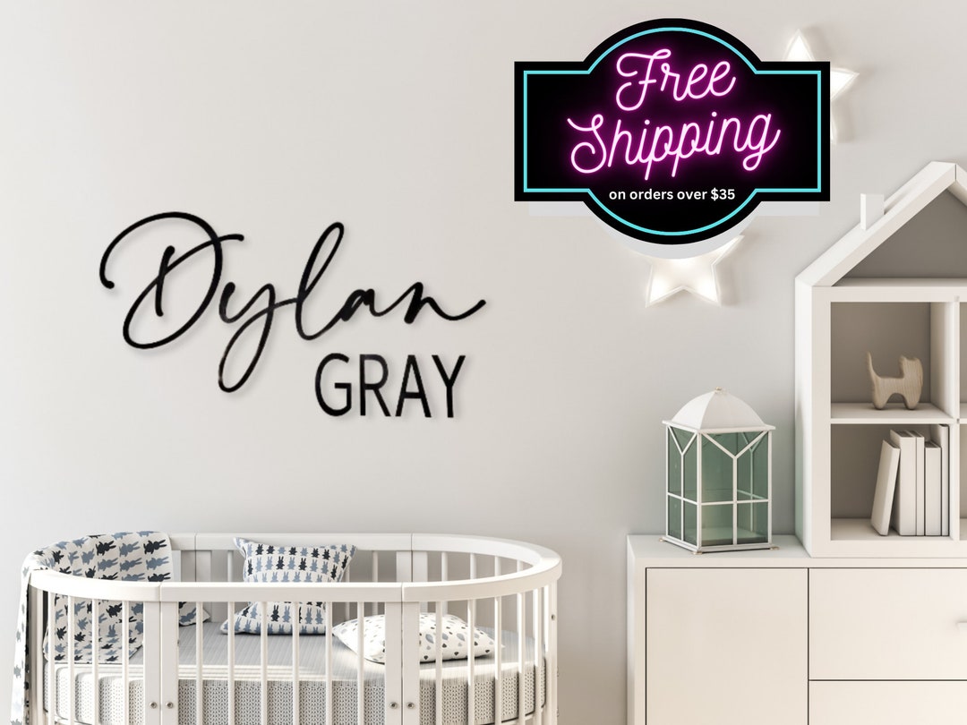 Large Wood Name Sign Cutout, Babyshower Gift, First and Middle Name