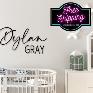 Large Wood Name Sign Cutout, Babyshower Gift, First and Middle Name Sign, Wooden Name for Nursery, Crib Sign, Wedding Backdrop, Custom Sign