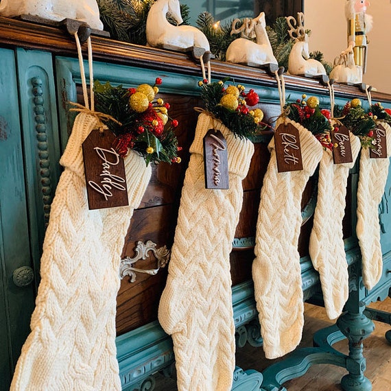 Personalized Christmas Stocking Name Tags - Custom Wooden Letter Tags For Stockings & Tree, 3 Pack