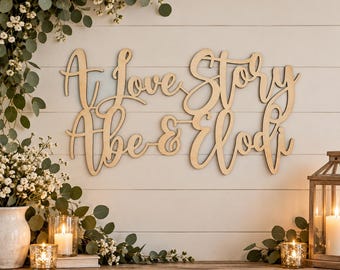 Personalized Love Story Sign: Custom Couple Names Wedding Decor | Engagement Party Backdrop