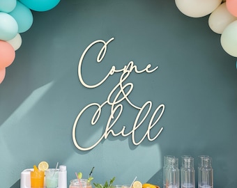 Come and Chill-bord: decoratie voor een zwembadfeest | Wandbord zomerfeestbar