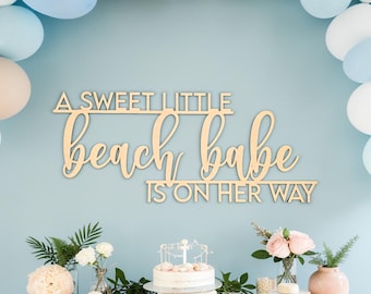 Bordje A Sweet Little Beach Babe is onderweg: decoratie babyshower strand