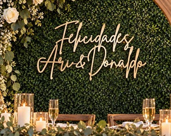 Felicidades Wedding Sign: Personalized Spanish Wedding Decor | Custom Couple Names Reception Backdrop