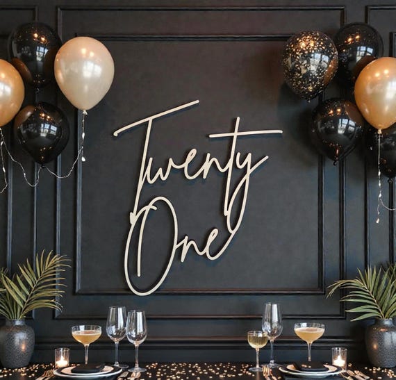 Twenty One Sign: 21st Birthday Decor | Party Backdrop | Milestone Birthday Celebration Sign