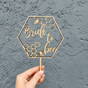 Bride to Bee Cake Topper - Engagement Party Bridal Shower Decorations - Bee Themed Party Decor - Party Cake Bees image 3