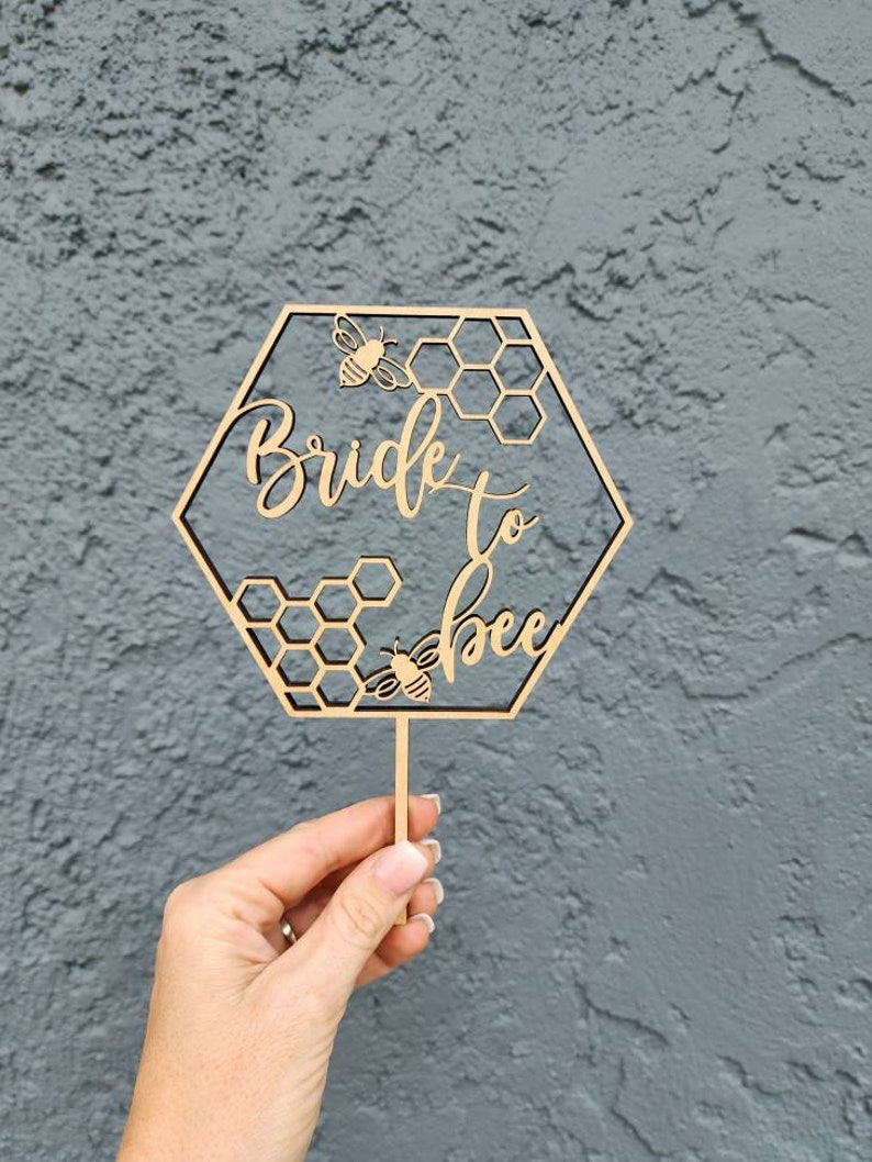 Bride to Bee Cake Topper - Engagement Party Bridal Shower Decorations - Bee Themed Party Decor - Party Cake Bees image 3